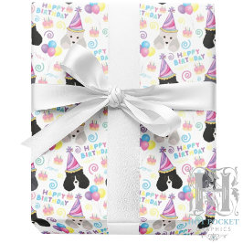 Parti Poodle Birthday Gift Wrapping Paper White Geschenkpapier