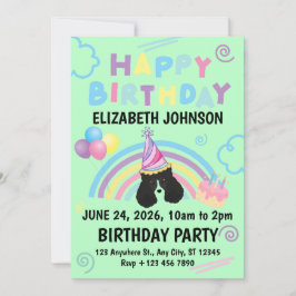 Parti Poodle Birthday Party Invitation Green Einladung