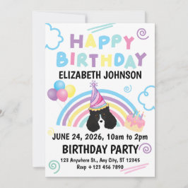 Parti Poodle Birthday Party Invitation White Einladung