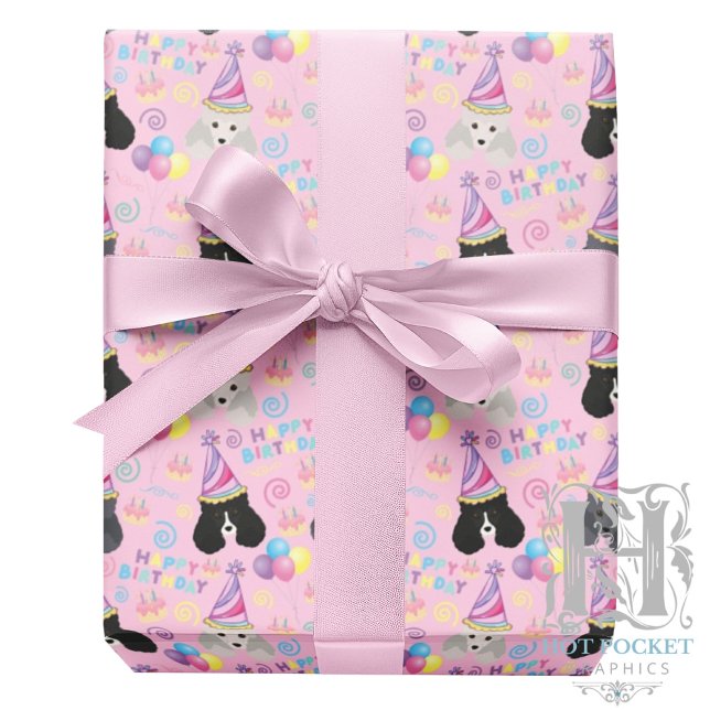 Parti Poodle Wrapping Paper in Pink Geschenkpapier (Von Creator hochgeladen)
