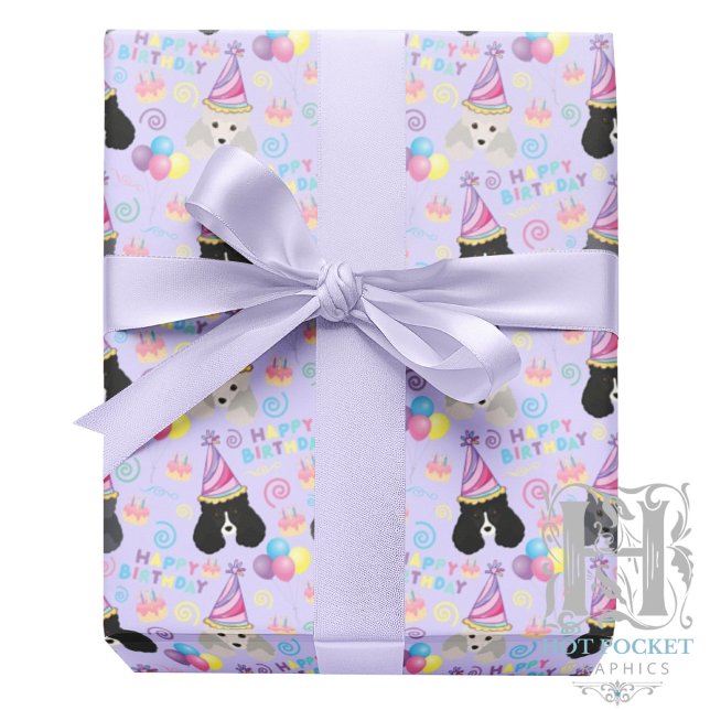 Parti Poodle Wrapping Paper in Purple Geschenkpapier (Von Creator hochgeladen)