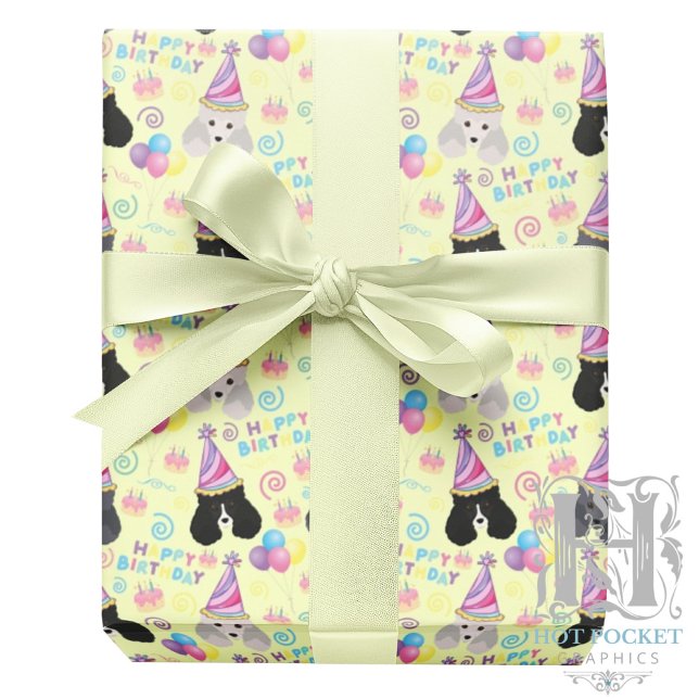 Parti Poodle Wrapping Paper in Yellow Geschenkpapier (Von Creator hochgeladen)