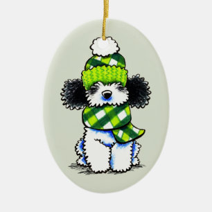 Parti Pudel-glücklicher karierter Schal-Winter Keramikornament