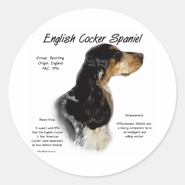 Parti Roan English Cocker Spanische Geschichte Runder Aufkleber (Vorderseite)