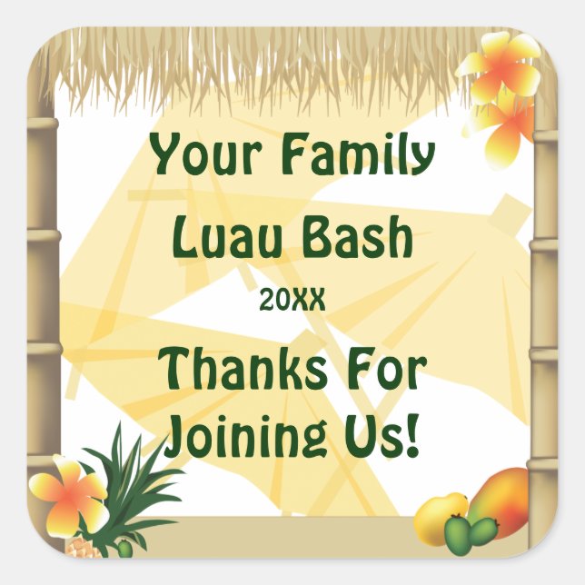 Parti tropical Tiki Hut Party Favoriser Sticker (Devant)