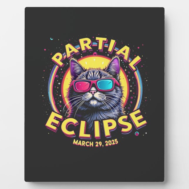Partial Eclipse 2025 Cat Astronomie KItten Lovers Fotoplatte (Vorderseite)