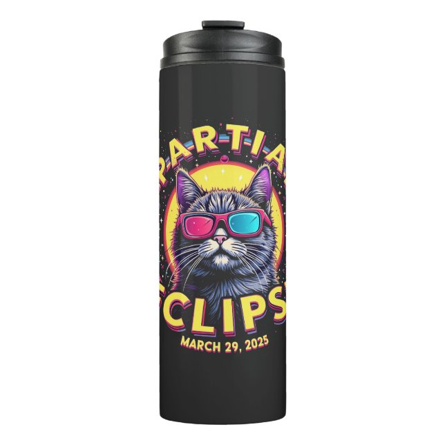 Partial Eclipse 2025 Cat Astronomie KItten Lovers Thermosbecher (Vorderseite)