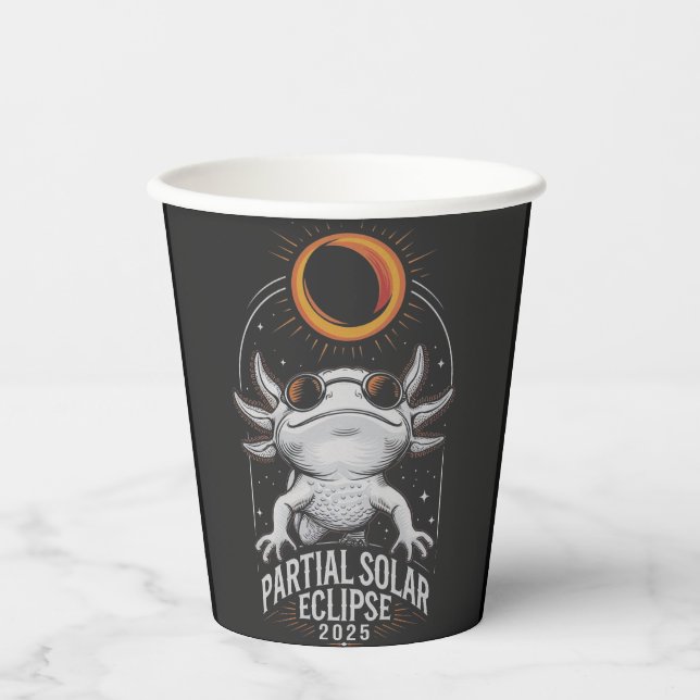 Partial Solar Eclipse 2025 Axolotl Amphibian Pappbecher (Vorderseite)