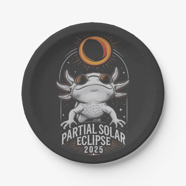 Partial Solar Eclipse 2025 Axolotl Amphibian Pappteller (Vorderseite)