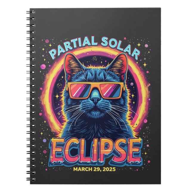 Partial Solar Eclipse 2025 Cat Kitten Notizblock (Vorderseite)