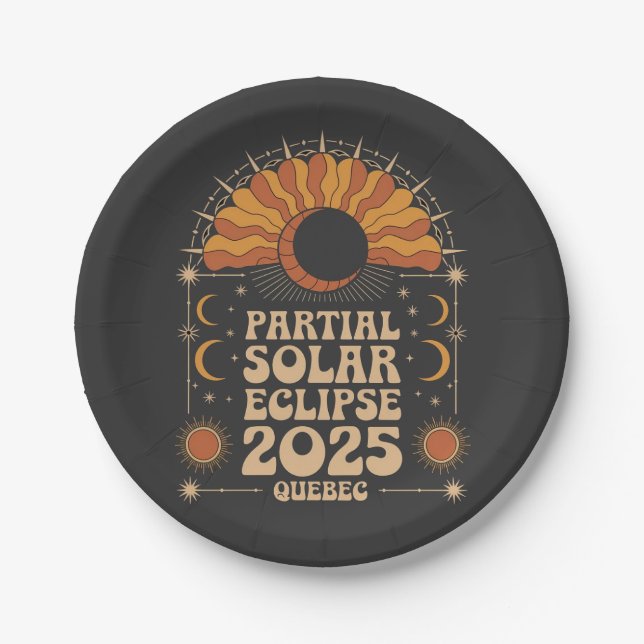 Partial Solar Eclipse 2025 Quebec Kanada Pappteller (Vorderseite)