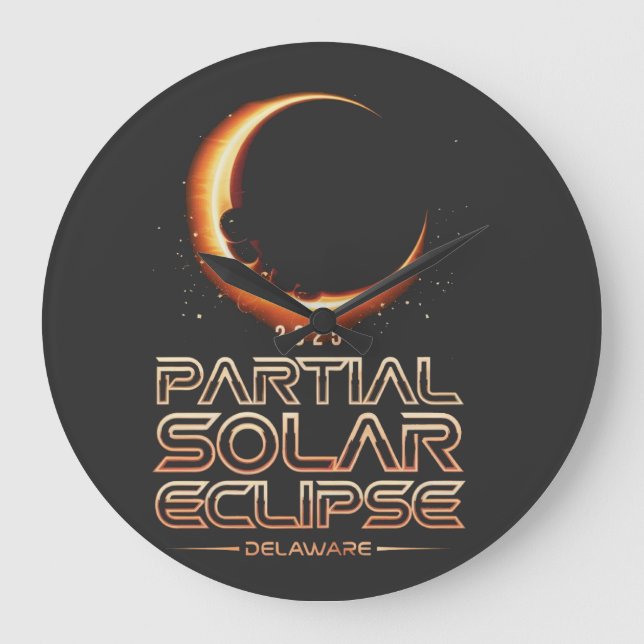 Partial Solar Eclipse New Jersey 2025 Große Wanduhr (Vorderseite)