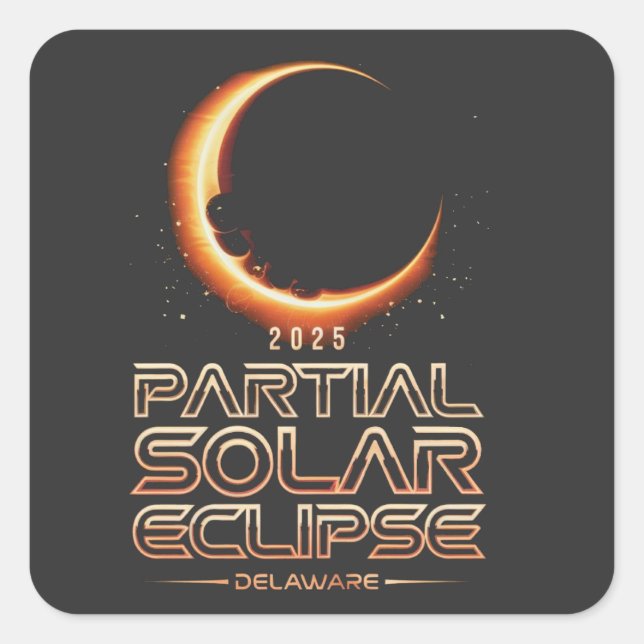 Partial Solar Eclipse New Jersey 2025 Quadratischer Aufkleber (Vorderseite)