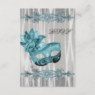 Partie blanche bleue turquoise RSVP de mascarade