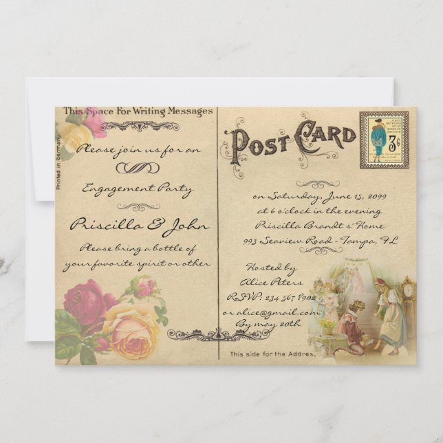 Partie de fiançailles, cru, vieux style de carte (Devant)