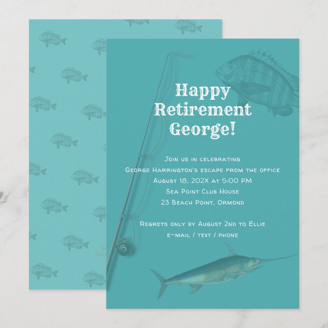 Partie de la retraite de pêche Sea Blue Invitation (Devant / Derrière)