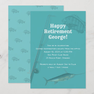 Partie de la retraite de pêche Sea Blue Invitation