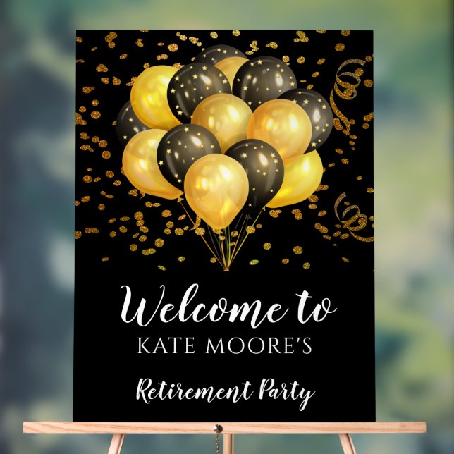 Partie de retraite moderne Gold Black Ballons (Neutre)