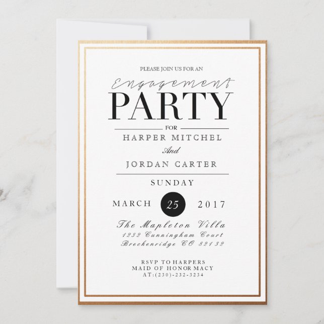Partie d'engagement chic et formel | Invitation Go (Devant)