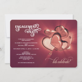 Partie d'engagement, Rose Gold Hearts Invitation