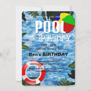 Partie du pool   Nage Invitation d'anniversaire