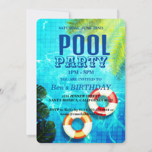 Partie du pool   Nage Invitation d'anniversaire