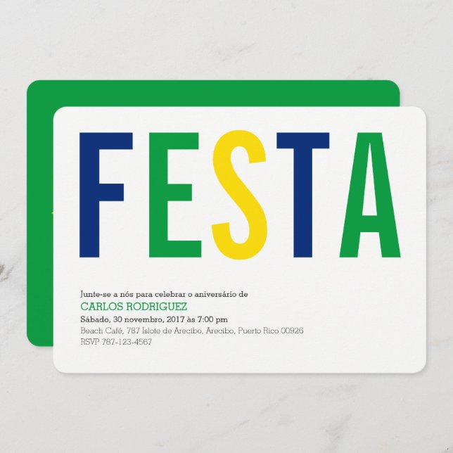 Partie : Invitations : Le Brésil : Drapeau (Devant / Derrière)