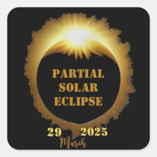 Partielles Solar-Eclipse-Ereignis 2025 Party anzei Quadratischer Aufkleber