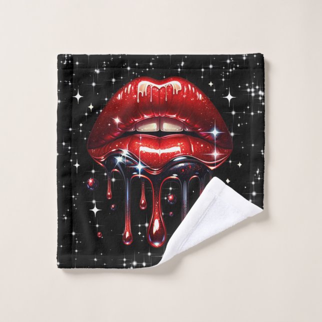 Parties scintillant à gouttes rouges Glam Sparkle (Gant de toilette)
