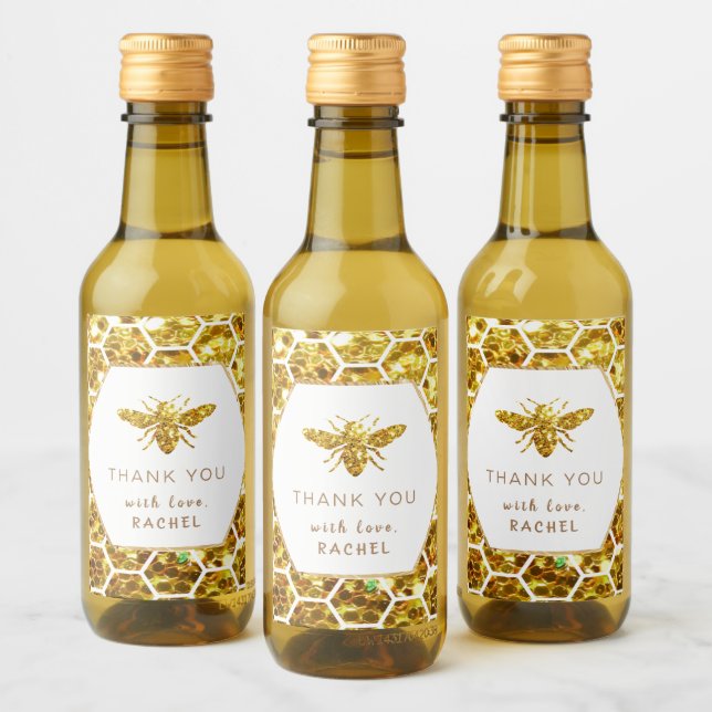 parties scintillant abeille merci étiquette de vin (Bouteilles)