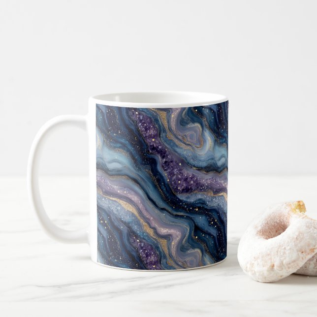 Parties scintillant Agate Purple Blue Café Mug (Avec donut)