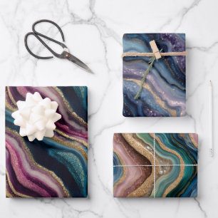 Parties scintillant Agate rose bleu violet Papier 