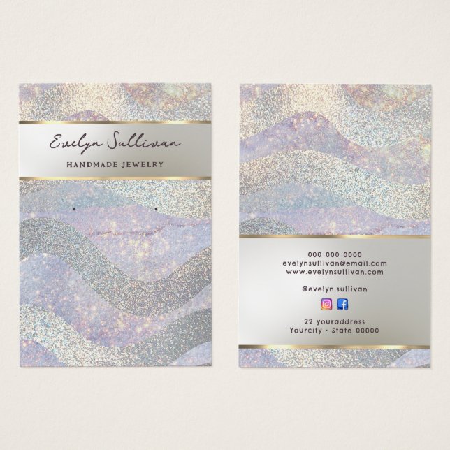 Parties scintillant aquarelle vagues bijoux carte  (Devant & derrière)