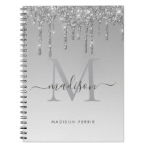 Parties scintillant argent chic Carnet spiral Mono
