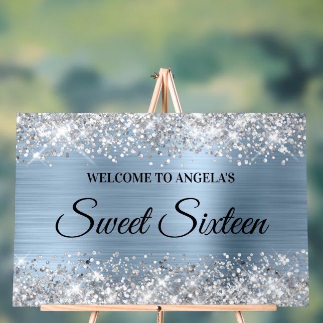 Parties scintillant argentée Sweet sixteen bleu cl (Neutre)