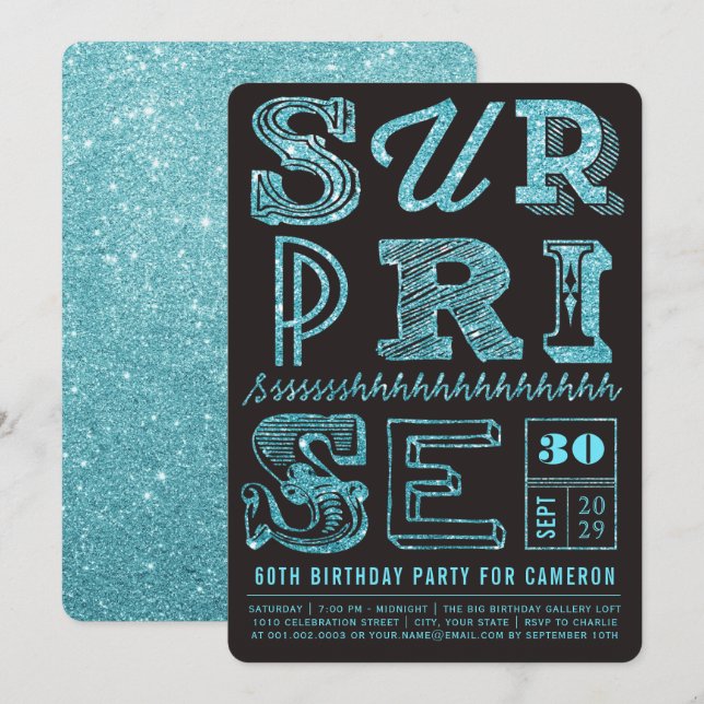 Parties scintillant Art déco Surprise Invitation d (Devant / Derrière)