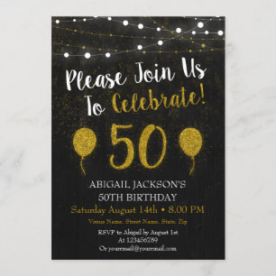 Parties scintillant Black and Gold Invitation du 5