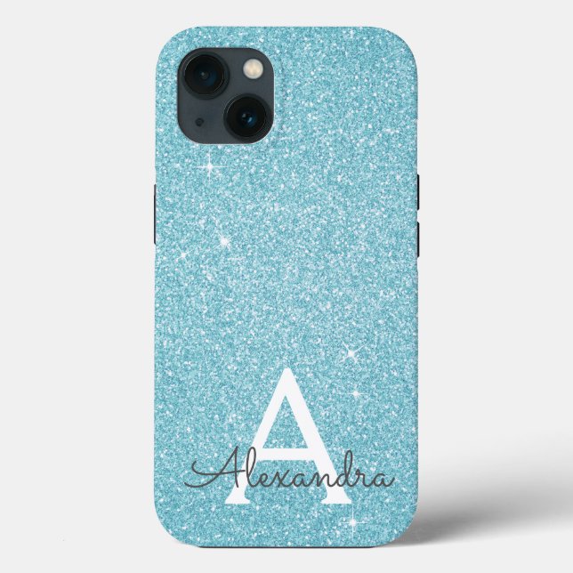 Parties scintillant bleu Turquoise Aqua et Coque d (Verso)
