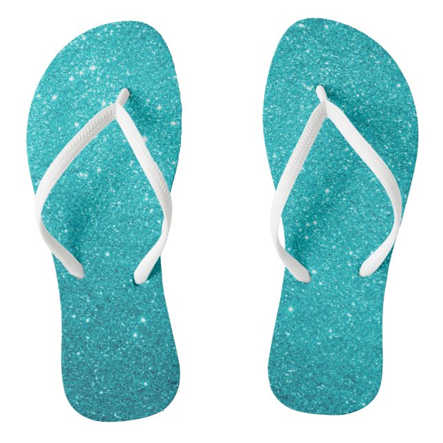 Parties scintillant bleu turquoise et tongs de ver (Semelle)
