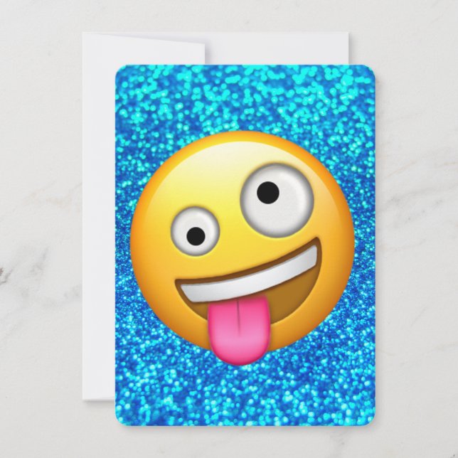Parties scintillant bleue invitation émoji (Devant)