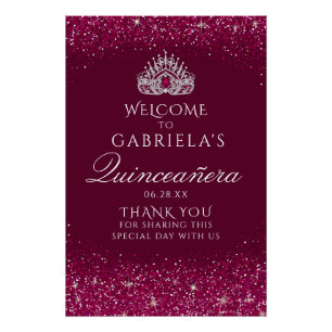 Parties scintillant Bourgogne Quinceanera Affiche 