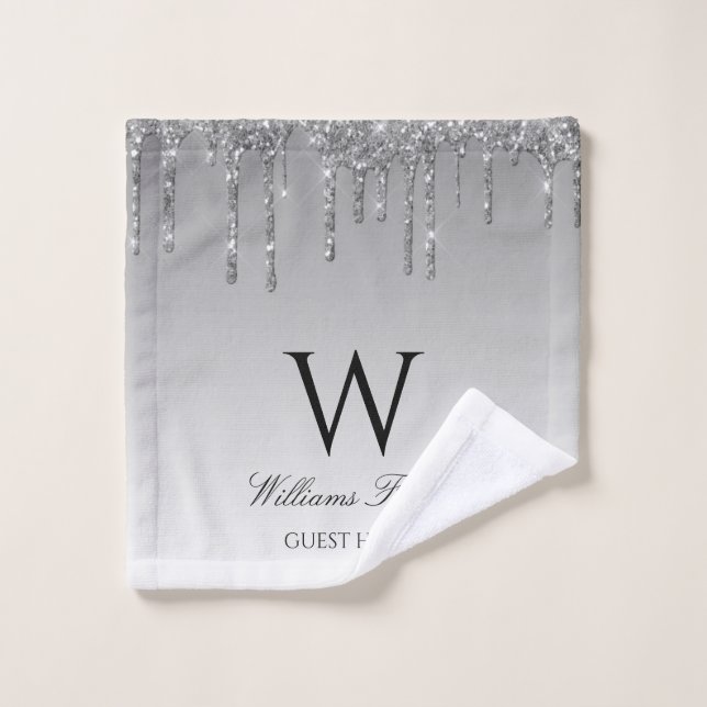 parties scintillant brillante en argent (Gant de toilette)
