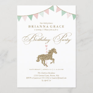 Parties scintillant Carrousel Cheval   Invitation 