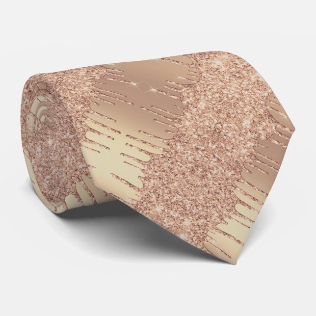 Parties scintillant Cravate Rose Gold Blush Party  (Roulé)
