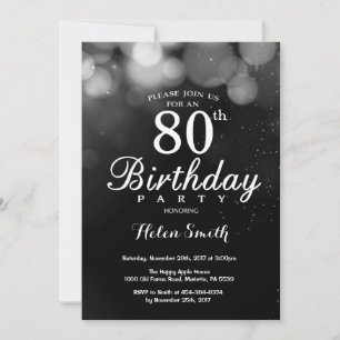 Parties scintillant d'argent 80e carte d'invitatio