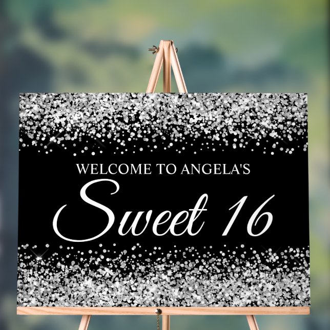 Parties scintillant d'argent Black Sweet 16 (Neutre)