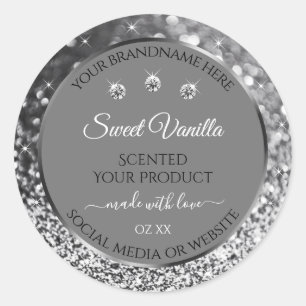 Parties scintillant d'argent Glam Grey Étiquettes