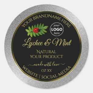 Parties scintillant d'argent Noir Étiquettes du lo