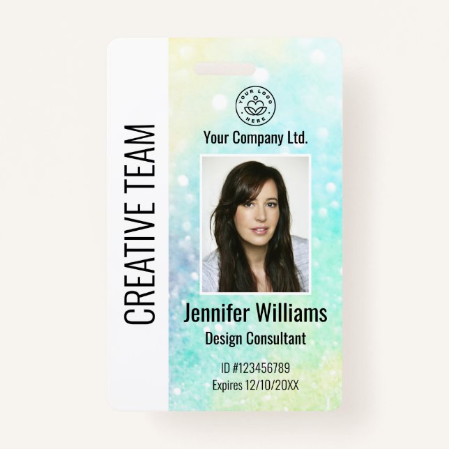 Parties scintillant de badge d'ID employé personna (Devant)