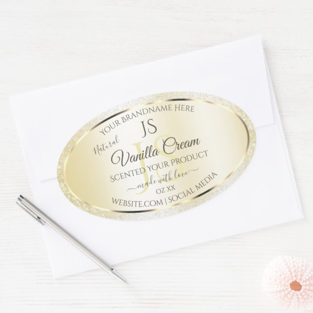 Parties scintillant de crème d'or clair Étiquettes (Enveloppe)